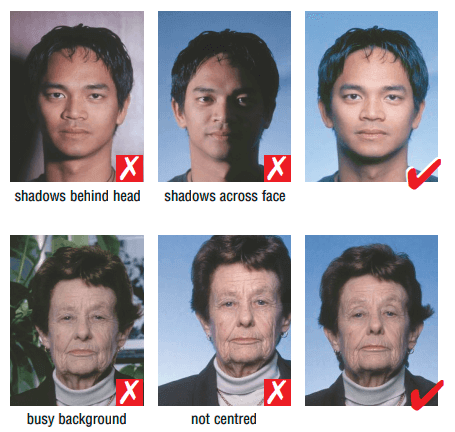 how the background of a schengen visa photo should be