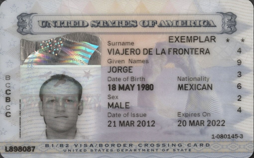 border crossing card sample